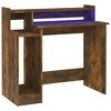 vidaXL Desk with LED Lights Smoked Oak 38.2 in.x17.7 in.x35.4 in. Engineered Wood - 2 of 4