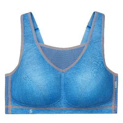 Glamorise Womens No-Bounce Camisole Elite Sports Wirefree Bra 1067 Light Denim 40F