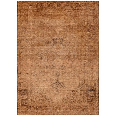 Copper Orange And Brown Oriental Washable Indoor Outdoor Area Rug
