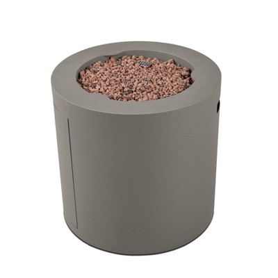 Aegean 24" Round Mist Gray Steel Propane Fire Pit Table