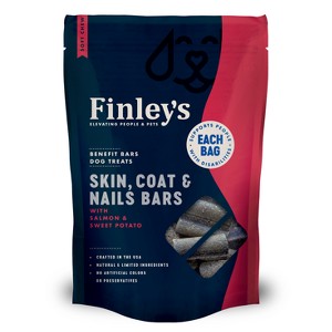 Finley's Skin, Coat & Nails Bars Soft Chew Benefit Bars with Salmon & Sweet Potato Flavor Dog Treat - 16oz - 1 of 4
