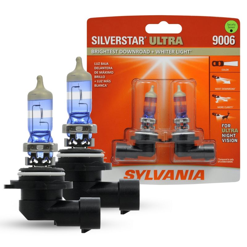 SYLVANIA - 9006 SilverStar Ultra - High Performance Halogen Headlight Bulb, High Beam, Low Beam and Fog Replacement Bulb (Contains 2 Bulbs), 1 of 8