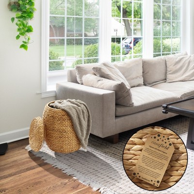 Natural Water Hyacinth Round Storage Basket with Lid