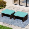 Costway 2 PCS Patio PE Rattan Ottomans with Soft Zippered Cushions for Deck Outdoor White/Navy/Red/Turquoise - 2 of 4