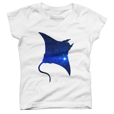 Girl's Design By Humans Space Manta Ray By Shrenk T-Shirt