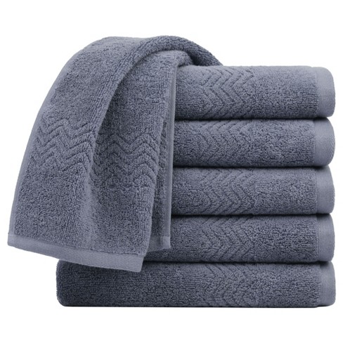 PiccoCasa Luxury 100% Ribbed Absorbent Drying Face Ribbed Cotton Washcloths  2 Pcs Gray 13x29 Inch