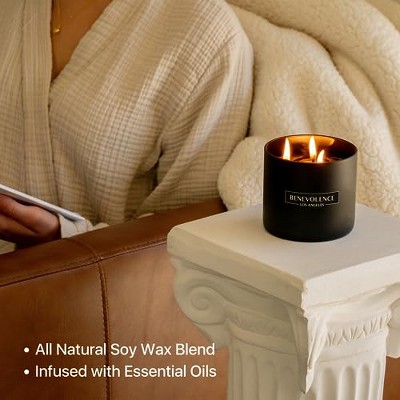 Luxurious Black Charcoal Scented Soy Wax Candle, 14.5 oz