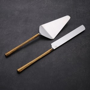 Inox Artisans Camellia Cake Server 2 Pc. Set - 1 of 4