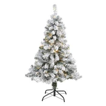 4ft Nearly Natural Pre-Lit LED Flocked Rock Springs Spruce Artificial Christmas Tree Clear Lights