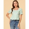 INSPIRE CHIC Women's Floral Square Neck Short Sleeve Ruffled Hem Peplum Blouse - 3 of 4