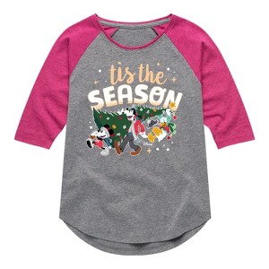 Girls' - Disney - Tis The Season Shirt Tail Raglan Graphic T-shirt - 1 of 4
