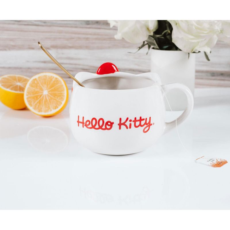 Silver Buffalo Hello Kitty Red Bow Ceramic 3D Molded Mug | Holds 22 Ounces, 4 of 7