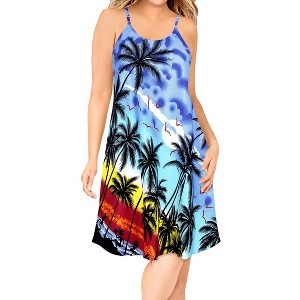 HAPPY BAY Women's Vacay Holiday Summer Beachwear Sleeveless Casual Spaghetti Strap Nightgown Slip Beach Dress - 1 of 4