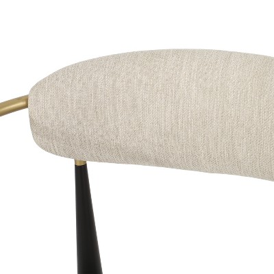 Beige and Black Upholstered Iron 25'' Counter Stools, Set of 2