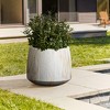 LuxenHome Set of 2 Concrete Round Planters Outdoor Indoor Plant Pots Rustic Wood Grain Texture Tapered Planter Garden Pots Set 15.5" & 11" White - 3 of 4