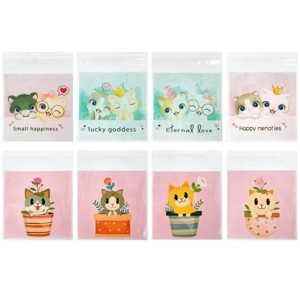 Wrapables Transparent Self-Adhesive 4" x 4" Candy and Cookie Bags, Favor Treat Bags for Parties and Wedding (200pcs), Cats - 1 of 4