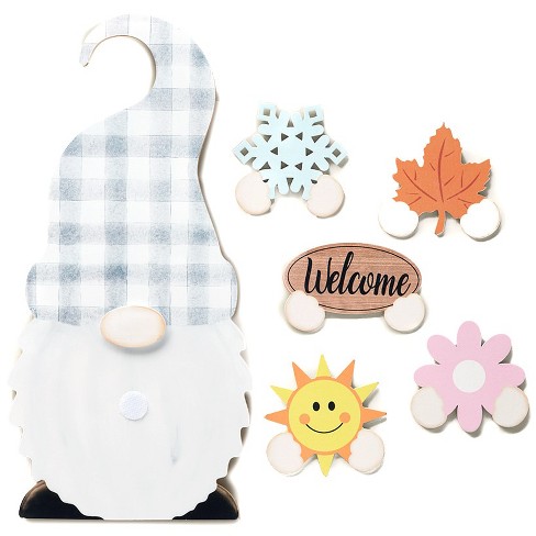 The Lakeside Collection Decorative Wooden Gnome with Interchangeable Season Icons - 6 Pieces 6 Pieces - image 1 of 4