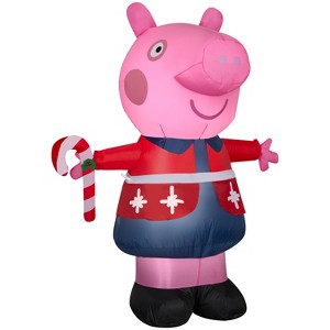 Gemmy Christmas Inflatable Peppa Pig in Red Holiday Sweater, 4.5 ft Tall, Multi - 1 of 4