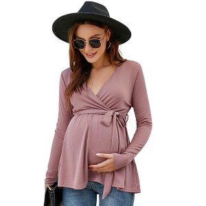 LXT- Maternity Shirts Maternity Tops Pregnancy Tunic Top - 1 of 4