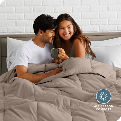 Oversized Queen Taupe Microfiber Down Alternative Comforter Set