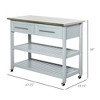 NicBex Mobile Kitchen Island Cart Morden Kitchen Storage Cabinets with Stainless Steel Top and 2 Drawers for Kitchen - 2 of 4