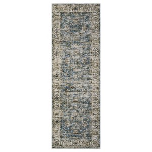 Vintage Rug for Living Room, Washable Floral Bedroom Rug, Soft Low Pile Floor Cover for Dining Room Office - 1 of 4