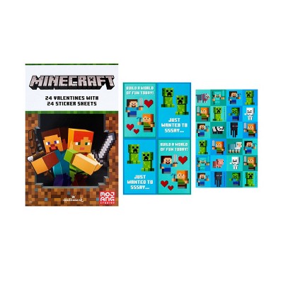 Hallmark Minecraft 24ct Valentine's Day Stickers Kids Exchange Cards
