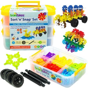 Brain Flakes 1000 Piece Sort ‘n’ Snap Set - Wheel Pieces and Special Parts Included - A Great Stem Toy for Both Boys and Girls - 1 of 4