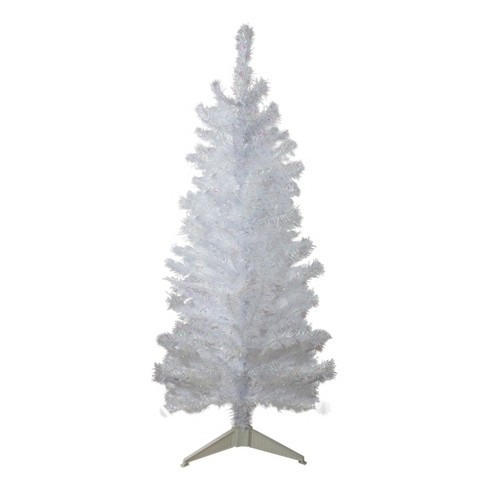 Northlight 4' Pre-Lit Medium White Iridescent Fiber Optic Artificial Christmas  Tree - Blue LED Lights