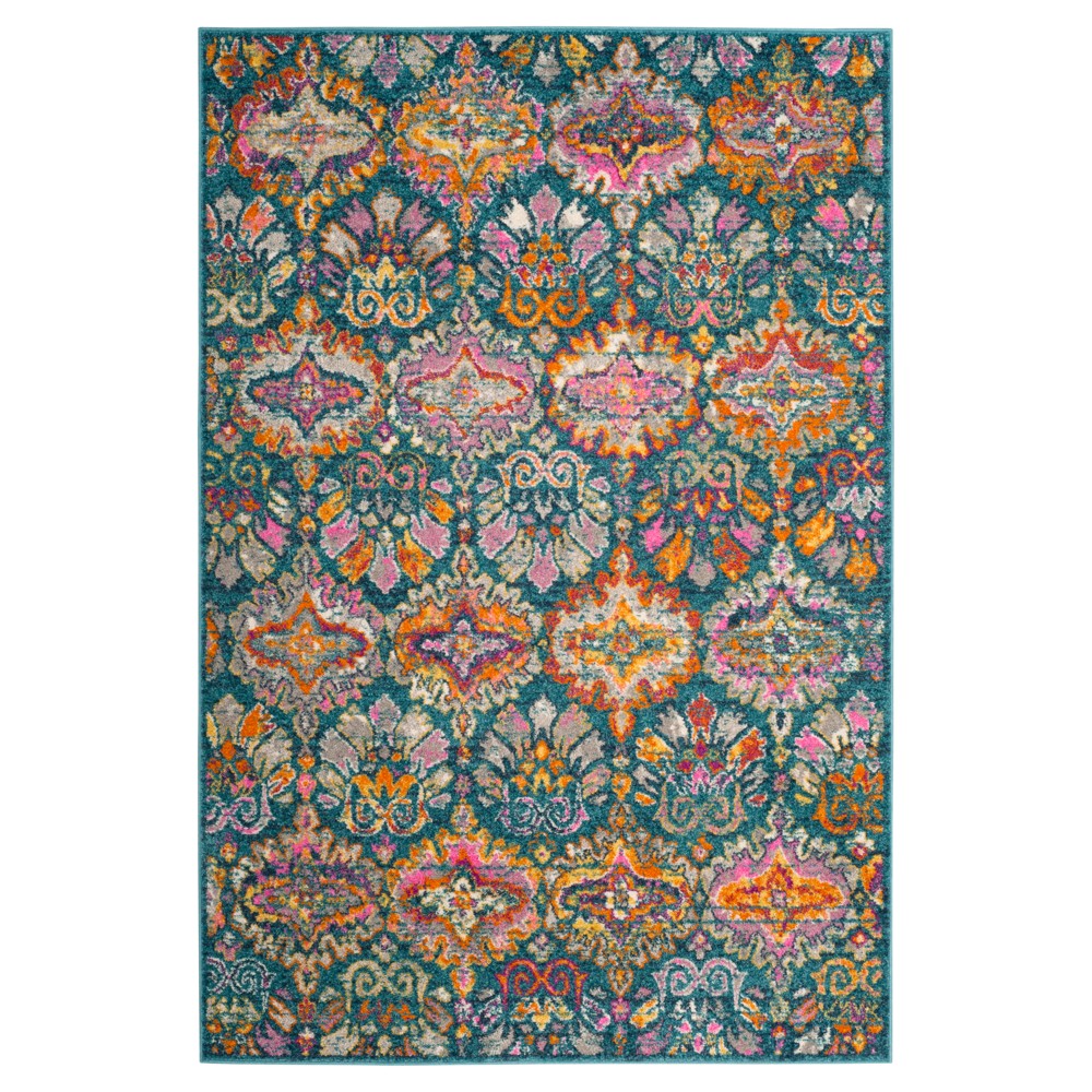 Blue/orange Damask Loomed Accent Rug 4'x6' - Safavieh