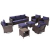 Sonkuki 8-Piece Patio Conversation Set with Swivel Rocking Chair and Side Table, Navy Blue Cushion - 2 of 4