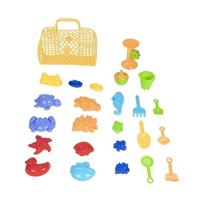 25-Pack Kids Beach Toys Sand Toys Sandbox Play Set w/ Bucket Shovel Basket