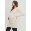 Hello Miz Women's Long Sleeve Crew Neck Side Ruching Maternity Knit Top - 2 of 4