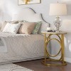 Hommoo Round End Table, Modern Sofa Side Table with Faux Marble Top White & Gold - image 4 of 4