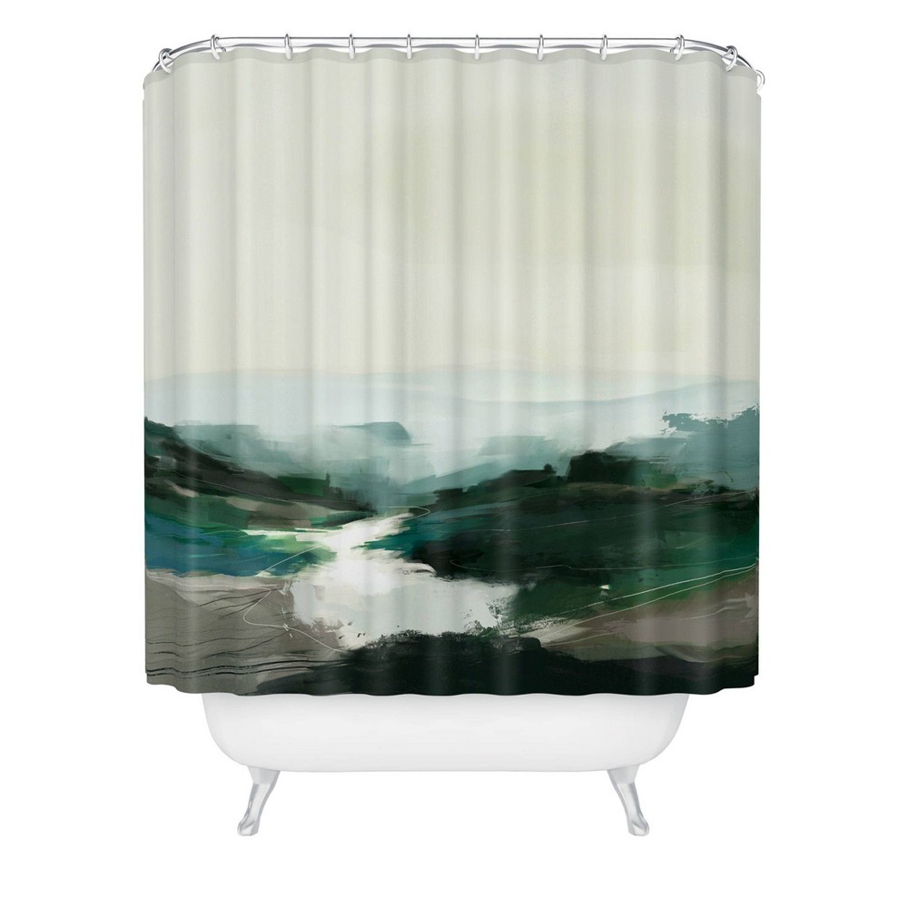 Photos - Shower Curtain Dan Hobday Art Highland View  Beige - Deny Designs: Abstract Pattern, Microfiber, Machine Washable