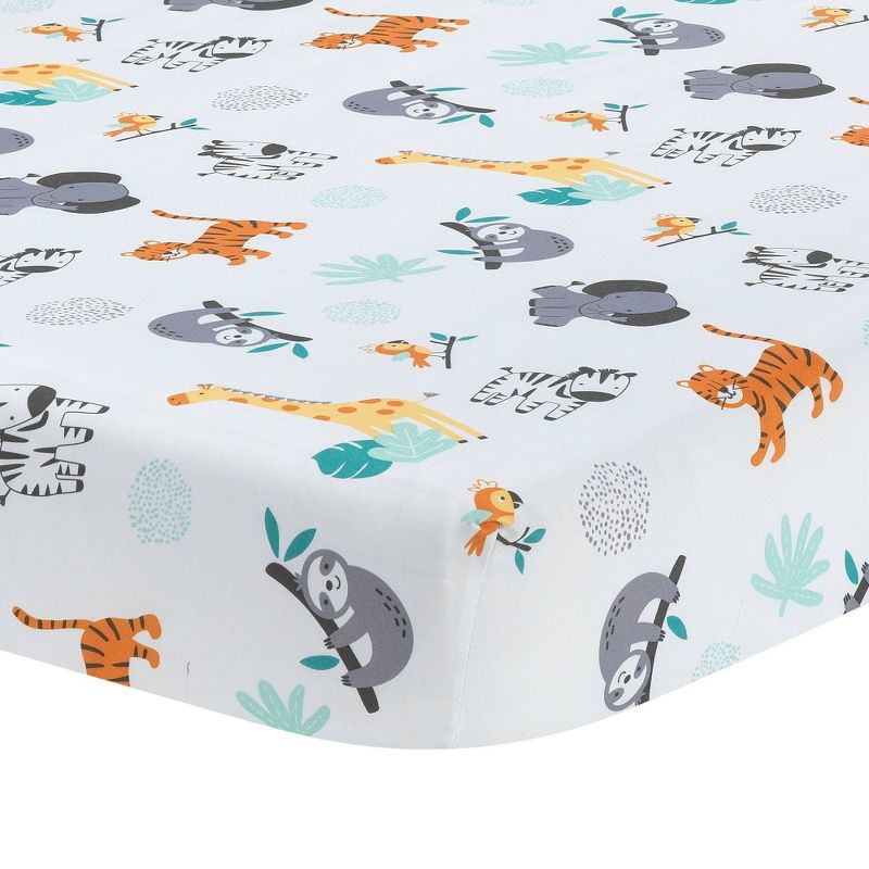 Lambs &#38; Ivy Mighty Jungle Fitted Crib Sheet, 1 of 5
