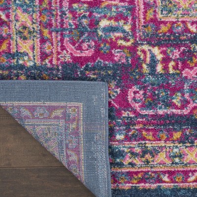 Floral Blue Synthetic 12' x 15' Easy-Care Rectangular Rug