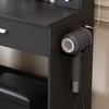 Gulches Vanity Table with Adjustable Mirror, Power Outlet, Hairdryer Holder & Stool ¨C Compact Black Dressing Desk for Small Bedrooms - 2 of 4