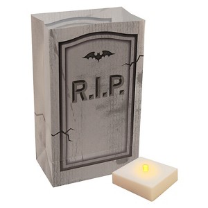 6ct Battery Operated Luminaria LED Kit with Timer: Outdoor & Indoor Novelty Path Lights, Halloween Decor, Gray - 1 of 4