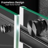 Shower Door, Frameless Shower Door - 56-60"W x 75"H Sliding Door with 8mm Tempered Glass, Matte Black Stainless Steel Hardware, Adjustable Width - 3 of 4