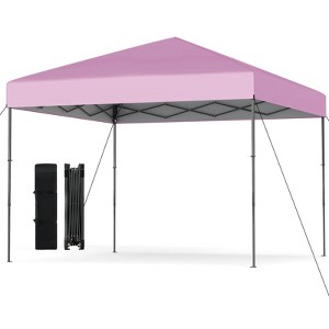 Costway 10 X 10 FT Pop up Canopy Tent with Portable Carrying Bag 8 Stakes 4 Wind Ropes Pink/Yellow/Beige/White/Gray/Navy - 1 of 4