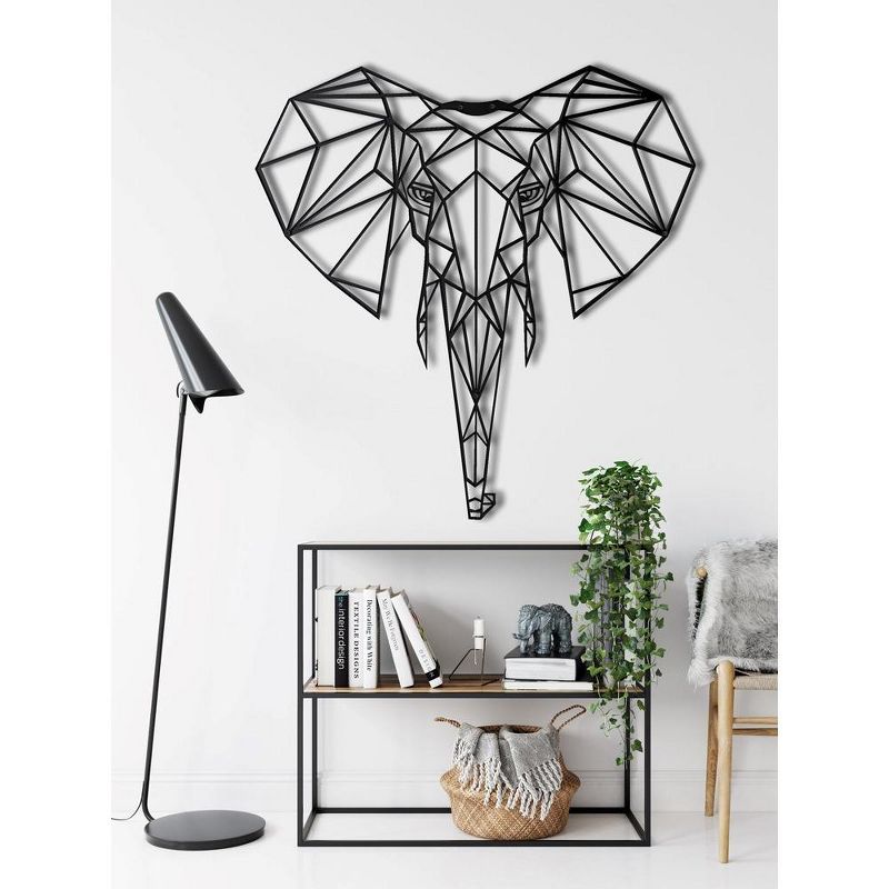 Sussexhome Elephant Head Metal Wall Decor for Home and Outside - Wall-Mounted Geometric Wall Art Decor - Drop Shadow 3D Effect Wall Decoration for Living Room Bedroom, 2 of 4