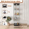 ORRD Modern Glass Display Cabinet with LED Lights, Tempered Glass Bookshelf with 4 Shelves & Wheels, Quick Assembly Antique Cabine,Black - 3 of 4