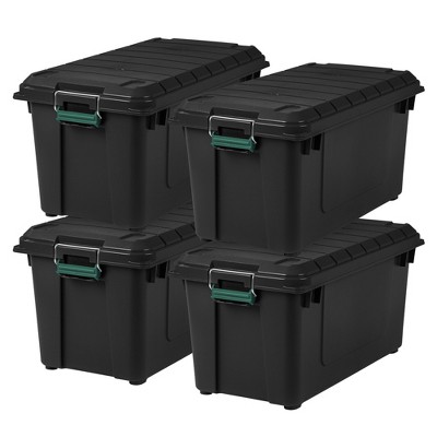  IRIS 82qt 4pk Remington Weather Tight Storage Tote Black 