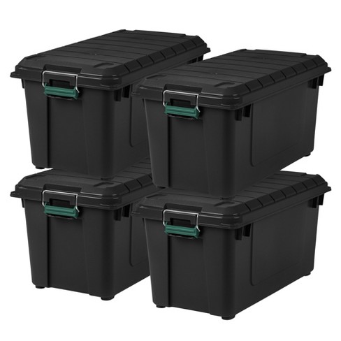Iris 45qt 4pk Plastic Storage Container Bin With Secure Lid And