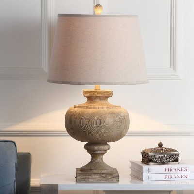 Prescott 31-Inch Natural Wood Table Lamp with Oatmeal Shade