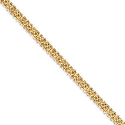 Black Bow Jewelry 3mm 14k Yellow Gold Hollow Franco Chain Necklace