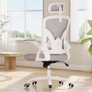 Lirago Ergonomic Arm Chair Adjustable Headrest Lumbar Support High Back Mesh Office Chair Flip Up Armrests for Home Study Room Bedroom Gray - 1 of 4