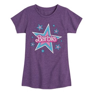 Girls' - Barbie - Barbie Logo 70S Stars- Girls Fitted Short Sleeve Graphic T-Shirt Fitted Short Sleeve Graphic T-Shirt - 1 of 4