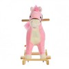 Qaba Rocking Horse Plush Animal on Wooden Rockers with Sounds, Wooden Base, Baby Rocking Chair for 36-72 Months, Pink - 4 of 4